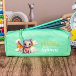 Σχολική Κασετίνα με Όνομα, σε Πετρόλ Χρώμα & Σχέδιο Δράκος