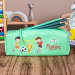 Σχολική Κασετίνα με Όνομα, σε Πετρόλ Χρώμα & Σχέδιο Champions