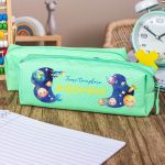 Σχολική Κασετίνα με Όνομα, σε Πετρόλ Χρώμα & Σχέδιο Διάστημα