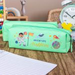 Σχολική Κασετίνα με Όνομα, σε Πετρόλ Χρώμα & Σχέδιο Space