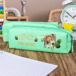 Σχολική Κασετίνα με Όνομα, σε Πετρόλ Χρώμα & Σχέδιο Τίγρης