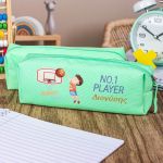 Σχολική Κασετίνα με Όνομα, σε Πετρόλ Χρώμα & Σχέδιο Μπάσκετ