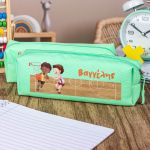 Σχολική Κασετίνα με Όνομα, σε Πετρόλ Χρώμα & Σχέδιο Τρίπλα