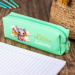 Σχολική Κασετίνα με Όνομα, σε Πετρόλ Χρώμα & Σχέδιο Δράκος