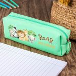 Σχολική Κασετίνα με Όνομα, σε Πετρόλ Χρώμα & Σχέδιο Ζούγκλα