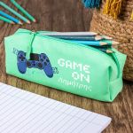 Σχολική Κασετίνα με Όνομα, σε Πετρόλ Χρώμα & Σχέδιο Game On