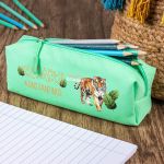 Σχολική Κασετίνα με Όνομα, σε Πετρόλ Χρώμα & Σχέδιο Τίγρης