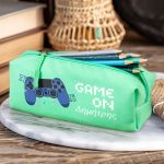 Σχολική Κασετίνα με Όνομα, σε Πετρόλ Χρώμα & Σχέδιο Game On