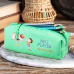 Σχολική Κασετίνα με Όνομα, σε Πετρόλ Χρώμα & Σχέδιο Μπάσκετ