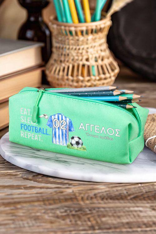 Σχολική Κασετίνα με Όνομα, σε Πετρόλ Χρώμα & Σχέδιο Φανέλα 5
