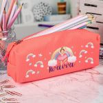 Σχολική Κασετίνα με Όνομα, σε Κοραλί Χρώμα & Σχέδιο Χορεύτρια