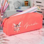 Σχολική Κασετίνα με Όνομα, σε Κοραλί Χρώμα & Σχέδιο Παραμύθι