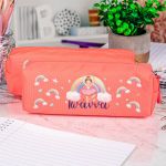 Σχολική Κασετίνα με Όνομα, σε Κοραλί Χρώμα & Σχέδιο Χορεύτρια