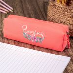 Σχολική Κασετίνα με Όνομα, σε Κοραλί Χρώμα & Σχέδιο Poppy