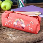 Σχολική Κασετίνα με Όνομα, σε Κοραλί Χρώμα & Σχέδιο Χορεύτρια