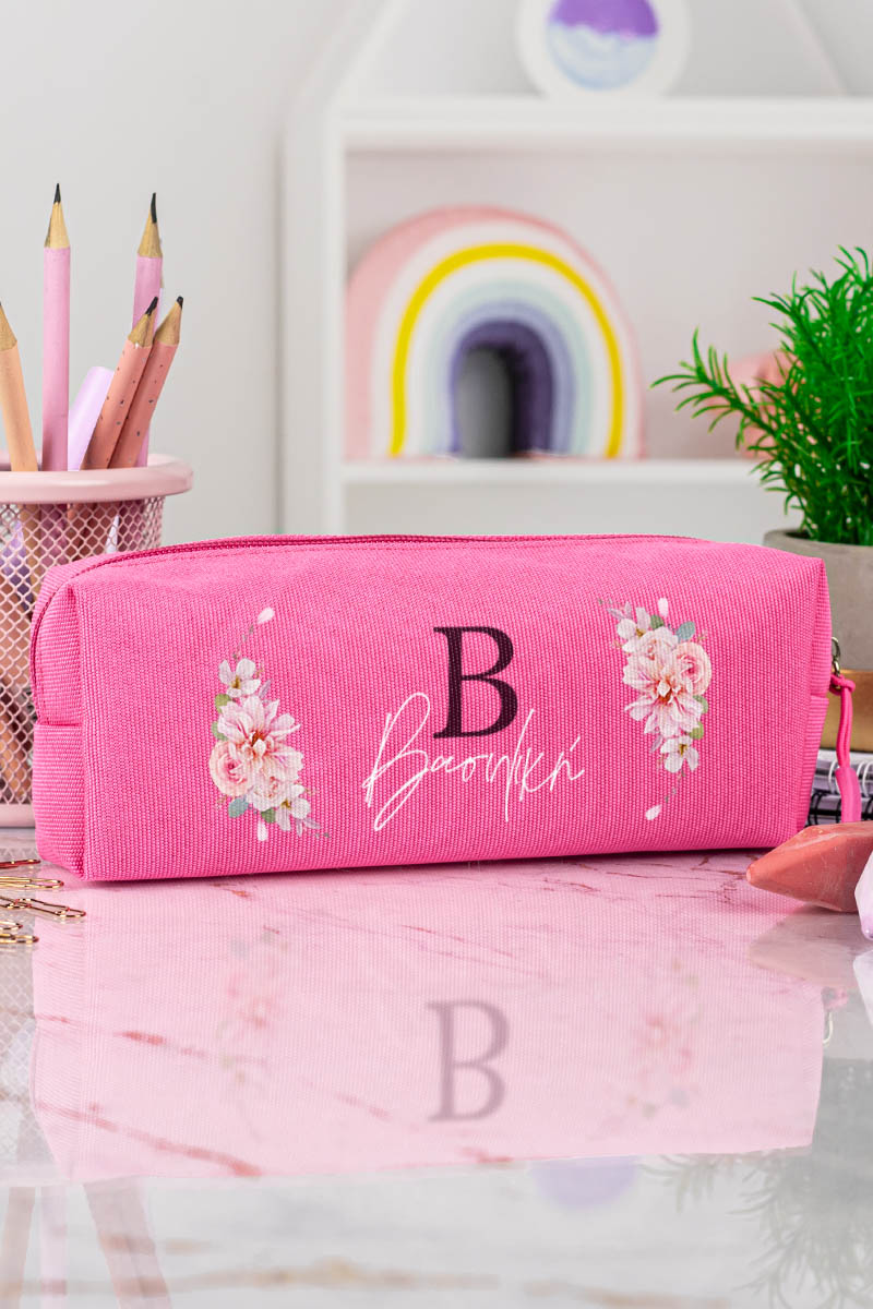 Σχολική Κασετίνα με Όνομα, σε Φούξια Χρώμα & Poppy