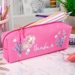 Σχολική Κασετίνα με Όνομα, σε Φούξια Χρώμα & Σχέδιο Ωκεανός