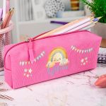 Σχολική Κασετίνα με Όνομα, σε Φούξια Χρώμα & Σχέδιο Αστέρια