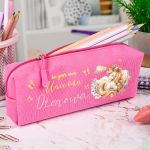 Σχολική Κασετίνα με Όνομα, σε Φούξια Χρώμα & Σχέδιο Παράδεισος