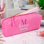 Σχολική Κασετίνα με Όνομα, σε Φούξια Χρώμα & Roses