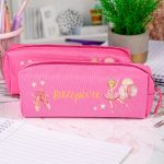 Σχολική Κασετίνα με Όνομα, σε Φούξια Χρώμα & Σχέδιο Μπαλαρίνα