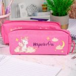 Σχολική Κασετίνα με Όνομα, σε Φούξια Χρώμα & Σχέδιο Μονόκερος