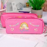 Σχολική Κασετίνα με Όνομα, σε Φούξια Χρώμα & Σχέδιο Αστέρια