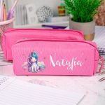 Σχολική Κασετίνα με Όνομα, σε Φούξια Χρώμα & Stars