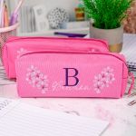 Σχολική Κασετίνα με Όνομα, σε Φούξια Χρώμα & Σχέδιο Αρχικό