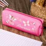 Σχολική Κασετίνα με Όνομα, σε Φούξια Χρώμα & Σχέδιο Νεραϊδα