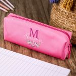 Σχολική Κασετίνα με Όνομα, σε Φούξια Χρώμα & Roses