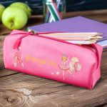 Σχολική Κασετίνα με Όνομα, σε Φούξια Χρώμα & Σχέδιο Μπαλαρίνα