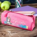 Σχολική Κασετίνα με Όνομα, σε Φούξια Χρώμα & Unicorn