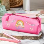 Σχολική Κασετίνα με Όνομα, σε Φούξια Χρώμα & Σχέδιο Αστέρια