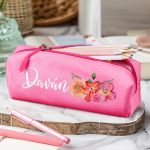 Σχολική Κασετίνα με Όνομα, σε Φούξια Χρώμα & Blossom