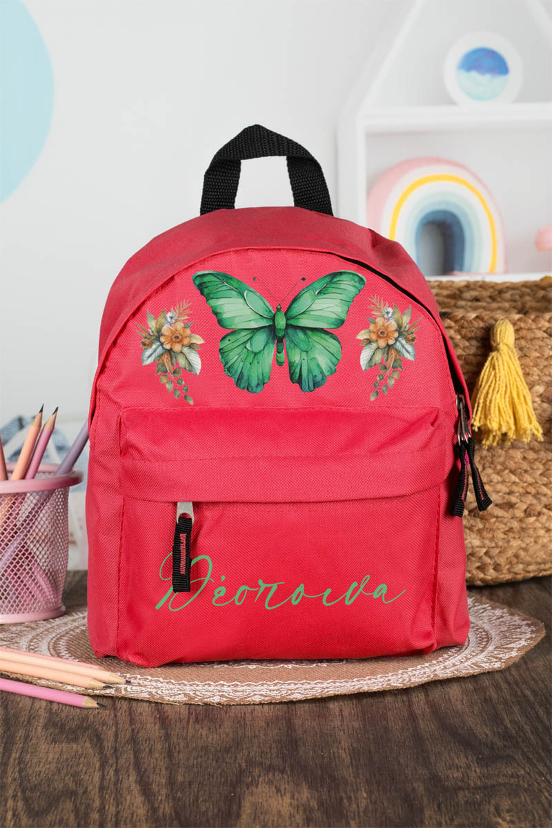 Σχολική Τσάντα Πλάτης Νηπιαγωγείου σε Κόκκινο Χρώμα, Κήπος