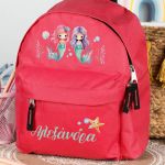 Σχολική Τσάντα Πλάτης Νηπιαγωγείου σε Κόκκινο Χρώμα, Γοργόνες