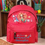 Σχολική Τσάντα Πλάτης Νηπιαγωγείου σε Κόκκινο Χρώμα, Γοργόνα