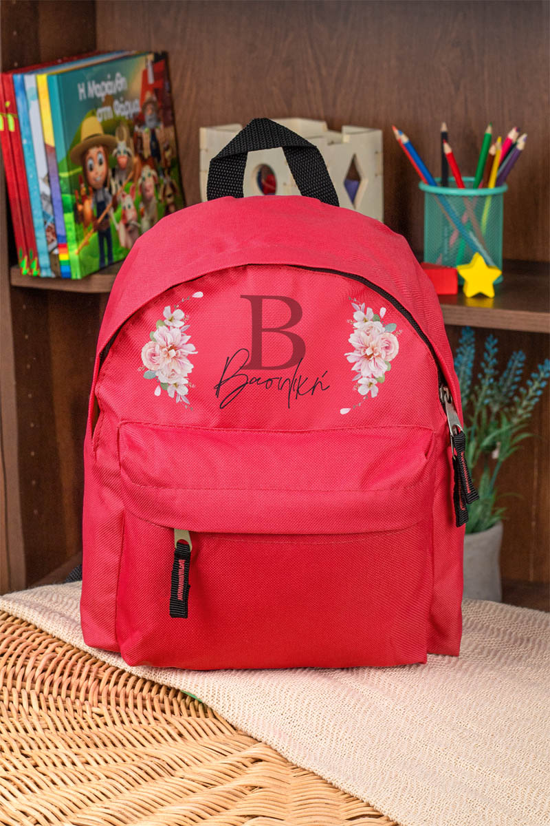 Σχολική Τσάντα Πλάτης Νηπιαγωγείου σε Κόκκινο Χρώμα, Γράμμα