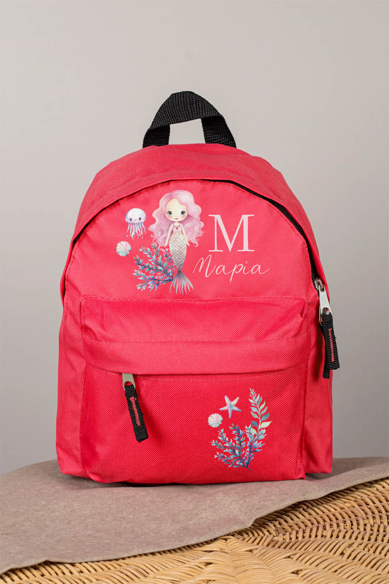 Σχολική Τσάντα Πλάτης Νηπιαγωγείου σε Κόκκινο Χρώμα, Ωκεανός