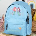 Σχολική Τσάντα Πλάτης Νηπιαγωγείου σε Γαλάζιο Χρώμα, Γοργόνες