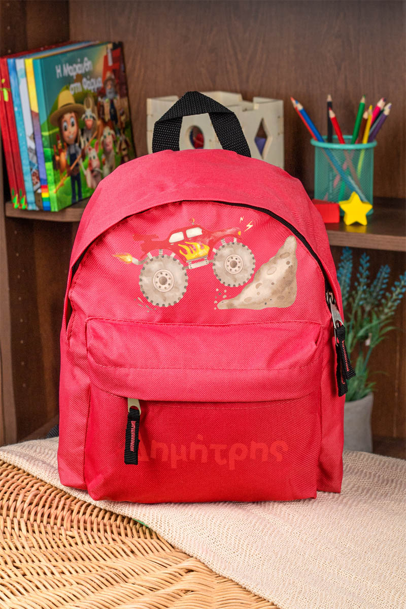 Σχολική Τσάντα Πλάτης Νηπιαγωγείου σε Κόκκινο Χρώμα, Truck