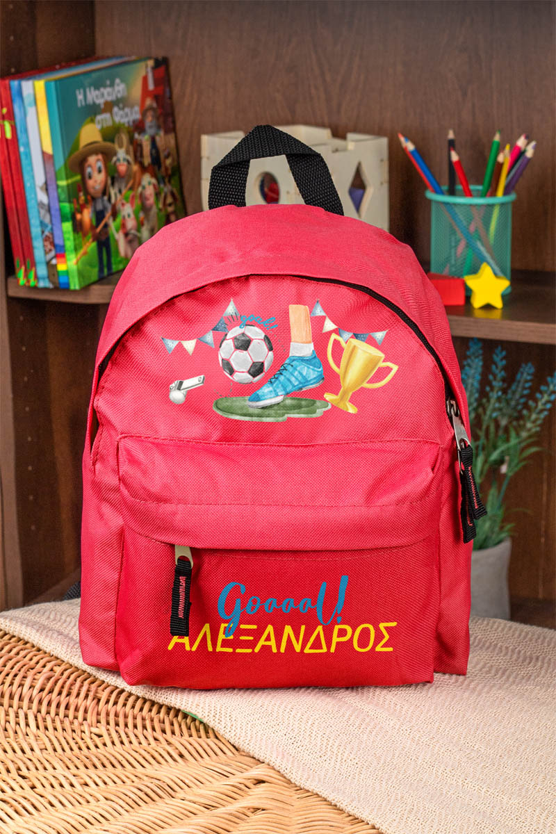 Σχολική Τσάντα Πλάτης Νηπιαγωγείου σε Κόκκινο Χρώμα, Champions
