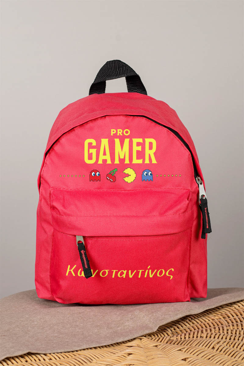 Σχολική Τσάντα Πλάτης Νηπιαγωγείου σε Κόκκινο Χρώμα, Πακμαν