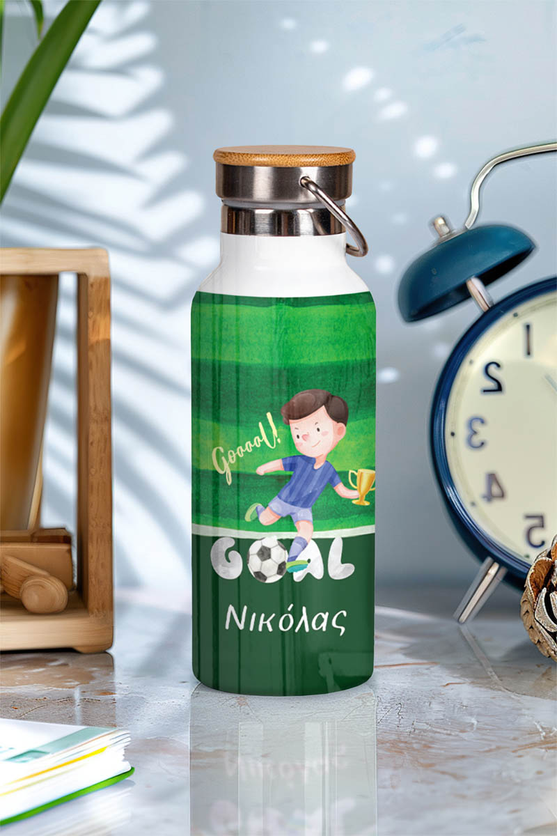 Μπουκάλι Θερμός, Ανοξείδωτo με Προσωποποίηση, Goal