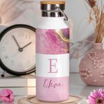 Μπουκάλι Θερμός, Ανοξείδωτo με Προσωποποίηση, Pink Pattern