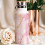 Μπουκάλι Θερμός, Ανοξείδωτo με Προσωποποίηση, Pink Marble