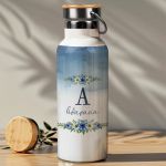 Μπουκάλι Θερμός, Ανοξείδωτo με Προσωποποίηση, Blossom Blue