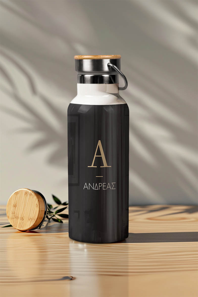 Μπουκάλι Θερμός, Ανοξείδωτo με Προσωποποίηση, Plain Green