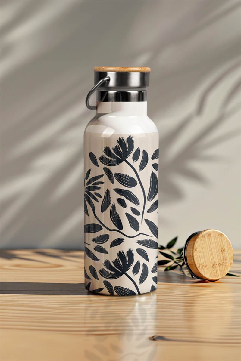 Μπουκάλι Θερμός, Ανοξείδωτo με Προσωποποίηση, Full Leaves